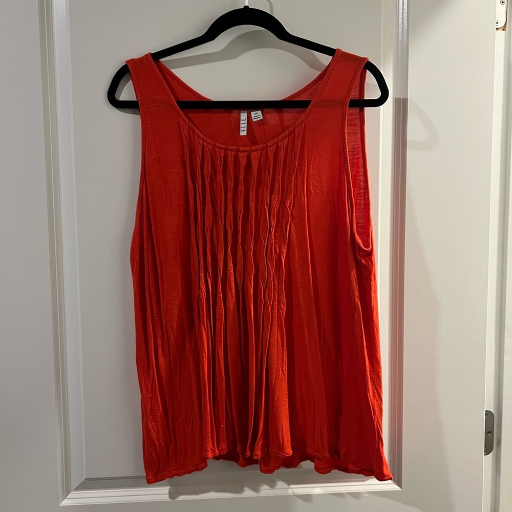 Women's Sleeveless Pleated Top - Red/Orange